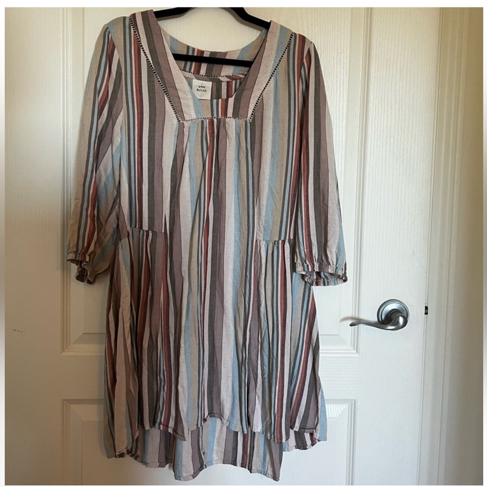 Knox Rose rayon dress/tunic in cream with neutral stripes in XL EUC